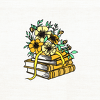 Illustration of books with flowers on a white background