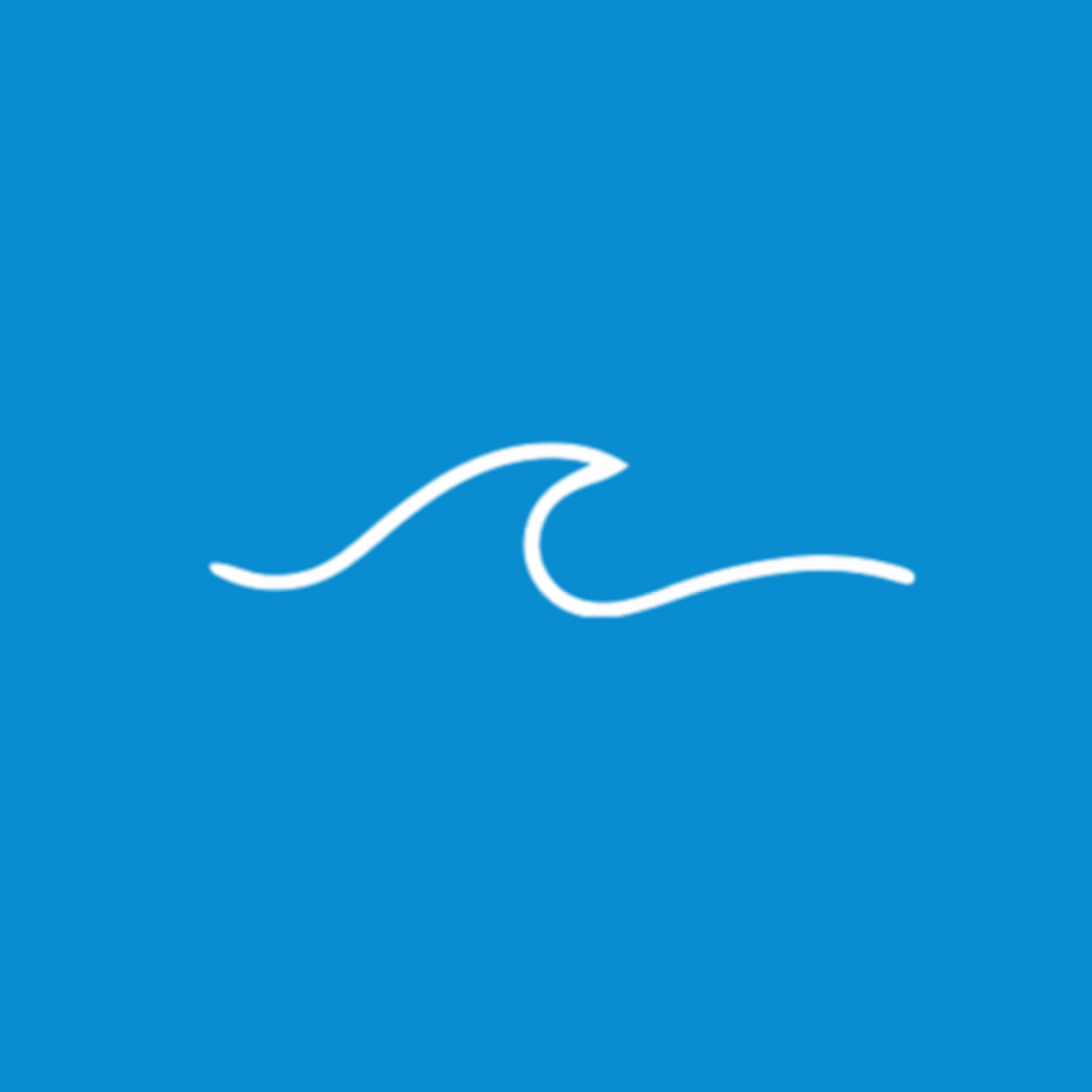 Simple wave logo on a blue background, as an example of the available design.
