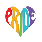 Colorful 'PRIDE' text on a white background