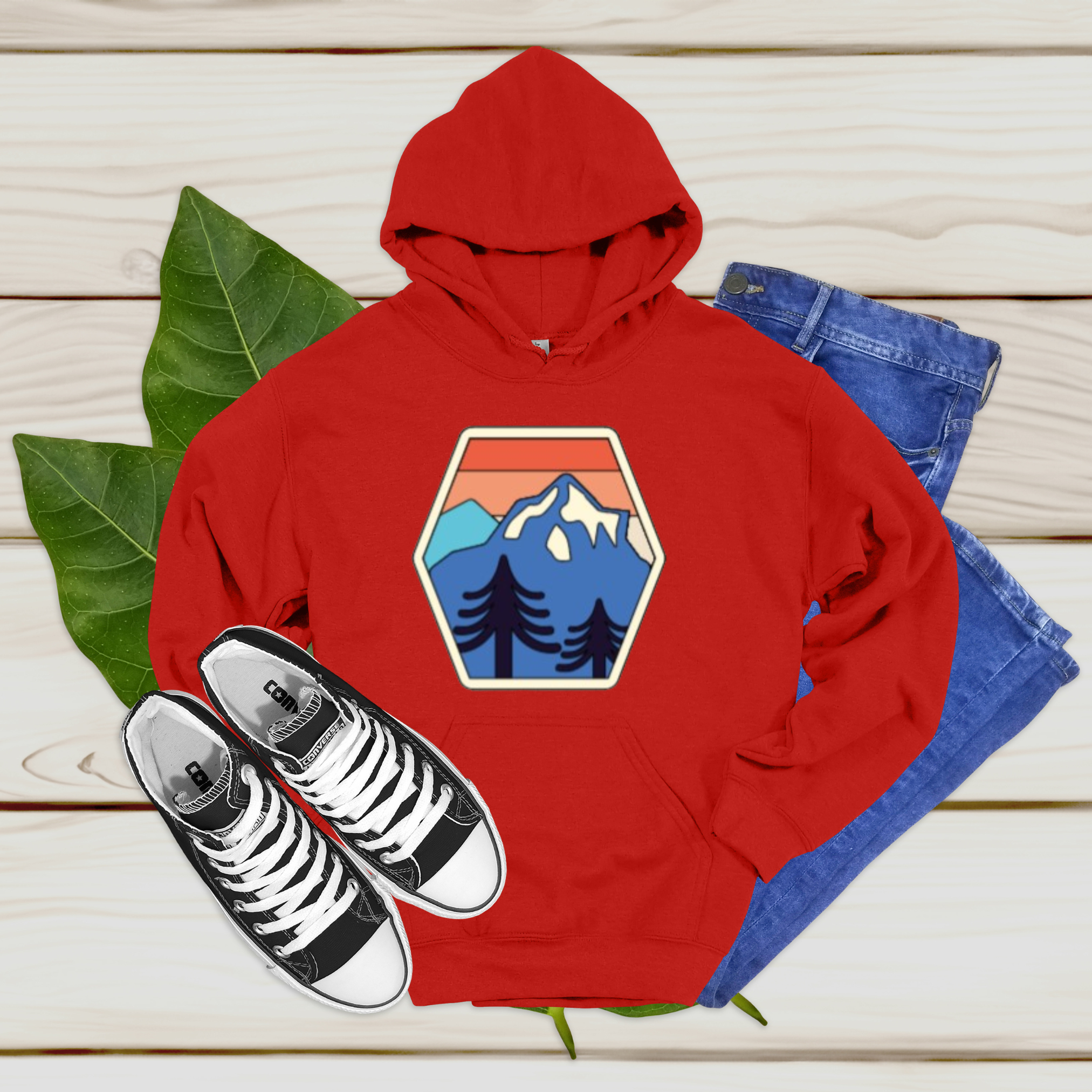 Retro Mountain Patch Hoodie
