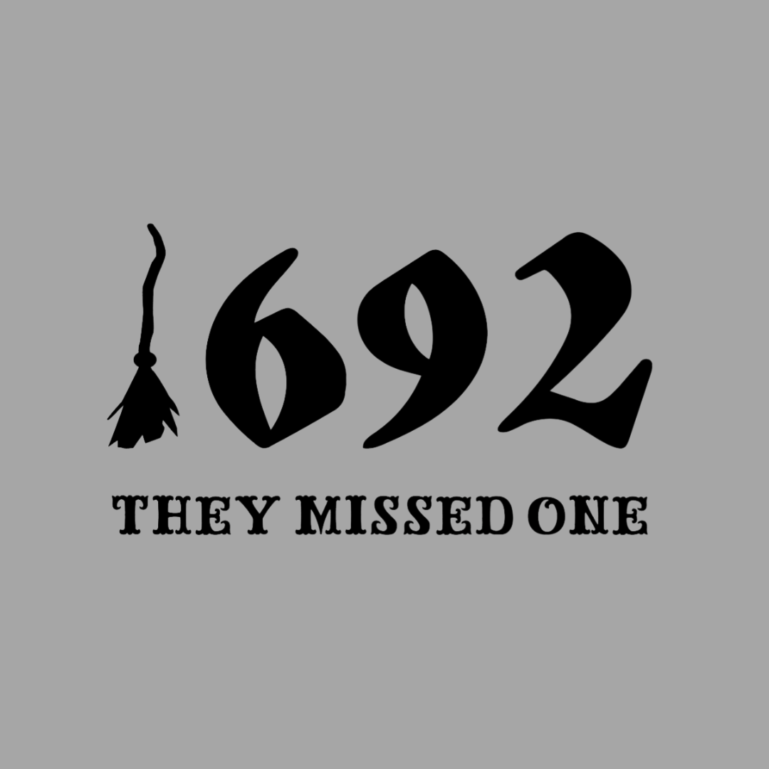 Black text with number '692' and broomstick on a gray background