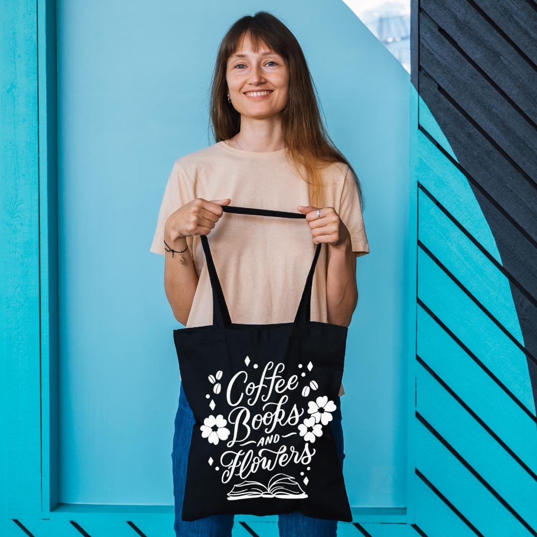 Coffee Books & Flowers Tote Bag