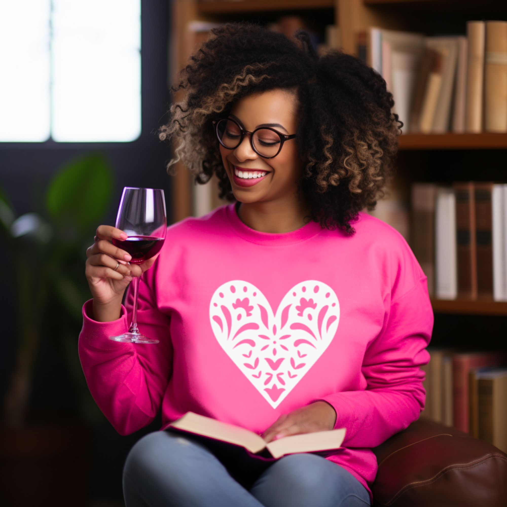 Scandinavian Folk Heart Hoodie - Nordic Valentine Love