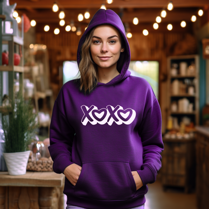XOXO Valentine's Day Hoodie - Hugs and Kisses Heart Design