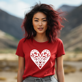 Scandinavian Folk Heart T-Shirt - Nordic Valentine Love
