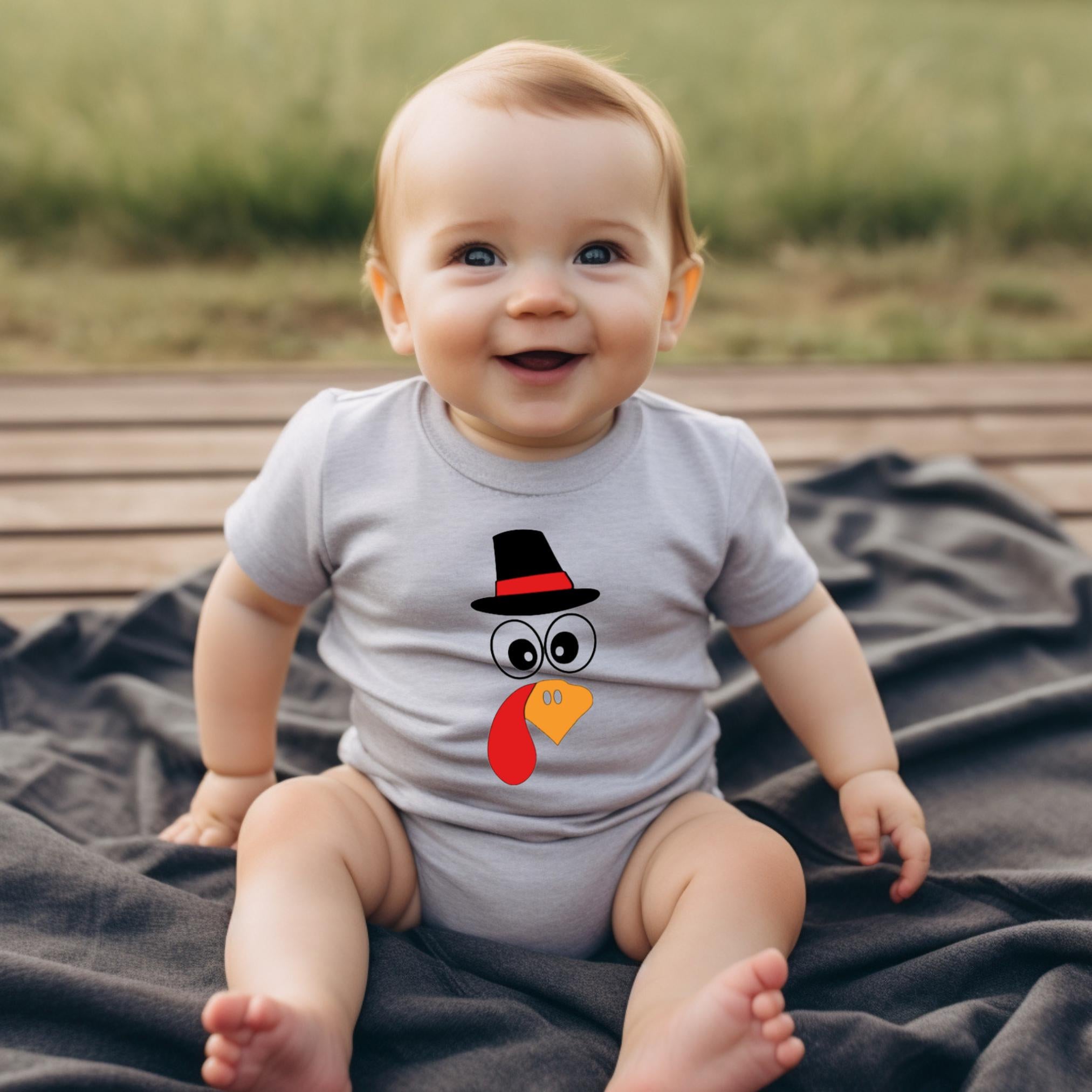 Two-Sided Thanksgiving Turkey Baby Bodysuit