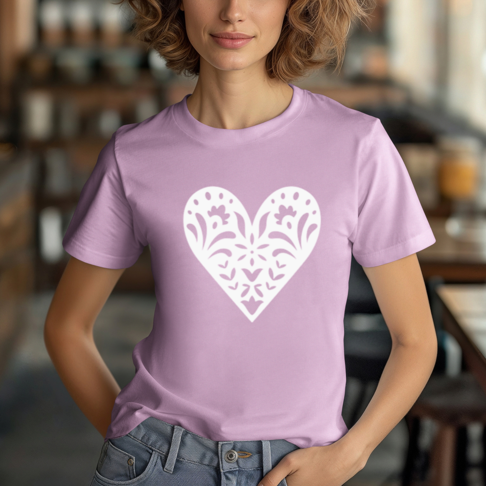 Scandinavian Folk Heart T-Shirt - Nordic Valentine Love