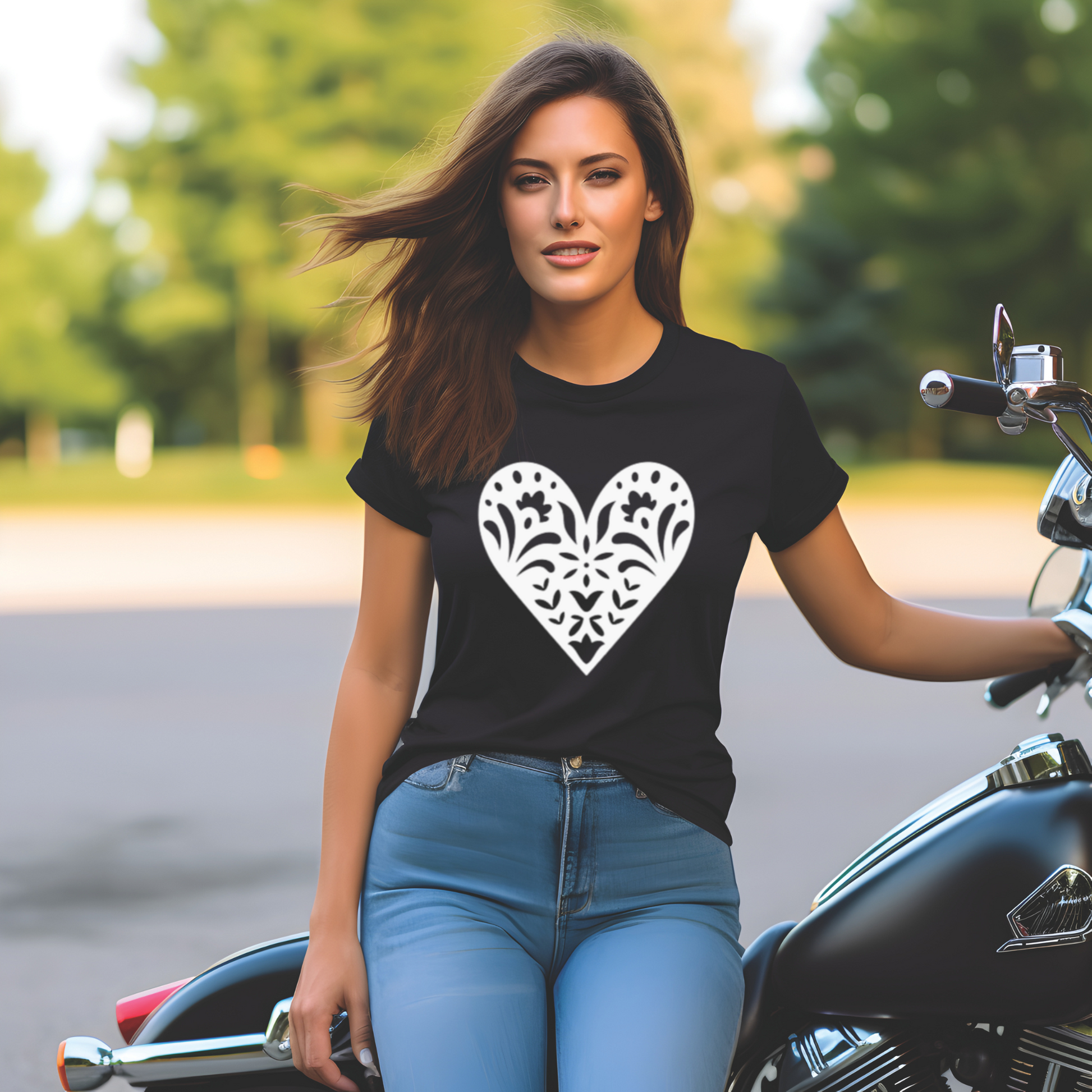 Scandinavian Folk Heart T-Shirt - Nordic Valentine Love