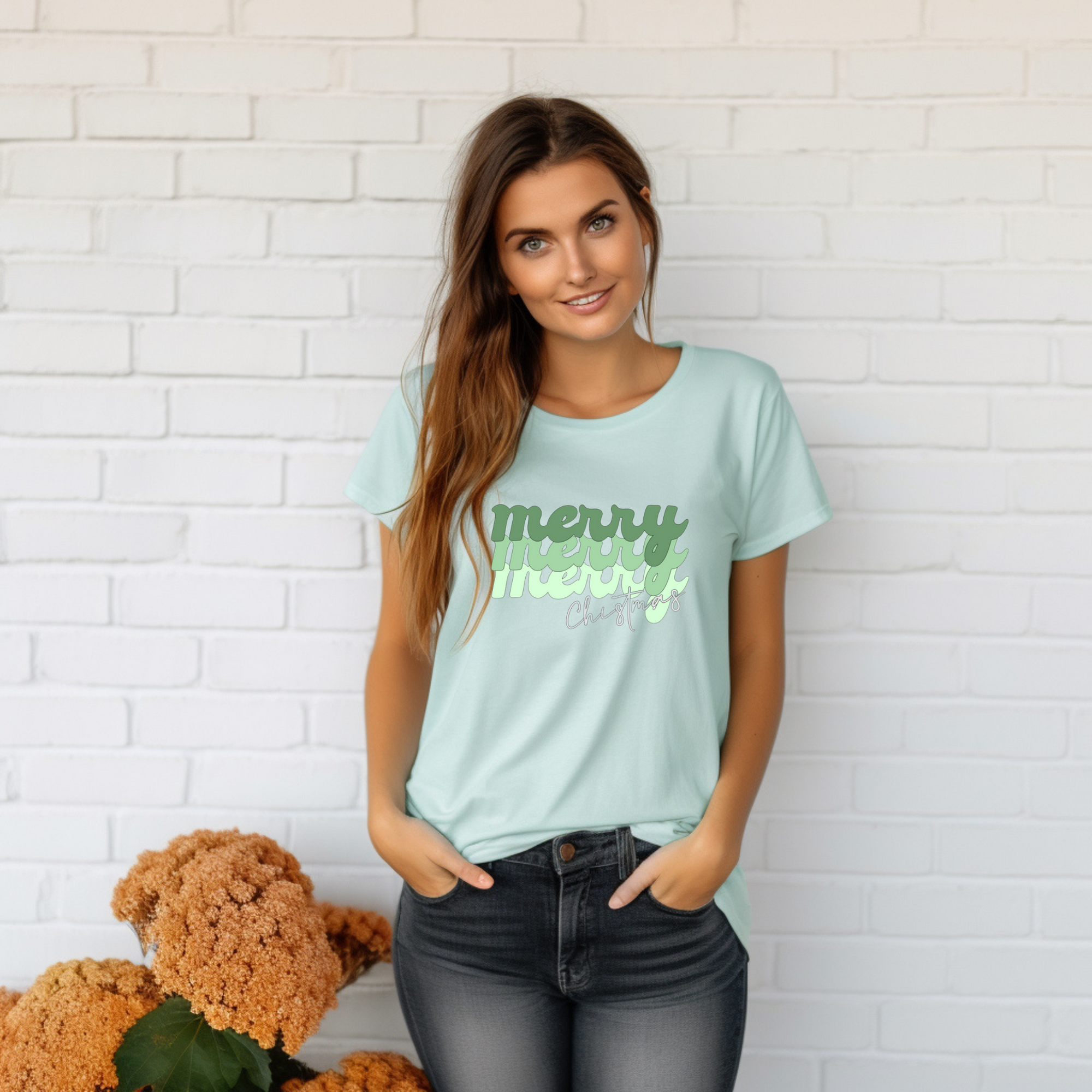 Merry, Merry, Merry Christmas T-Shirt - Holiday Pastel Tee