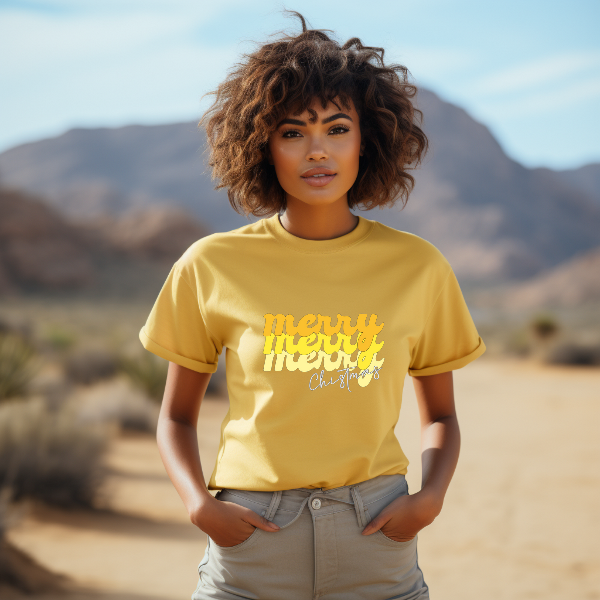 Merry, Merry, Merry Christmas T-Shirt - Holiday Pastel Tee