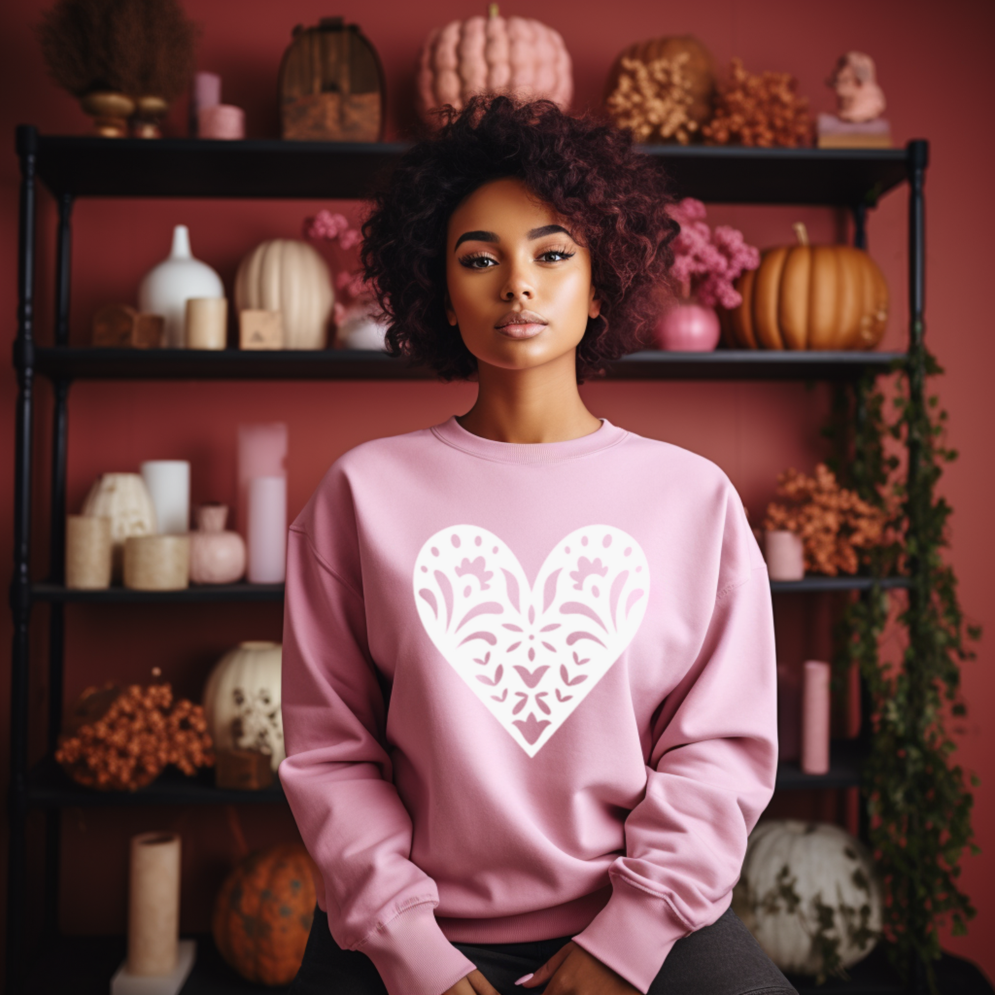 Scandinavian Folk Heart Hoodie - Nordic Valentine Love