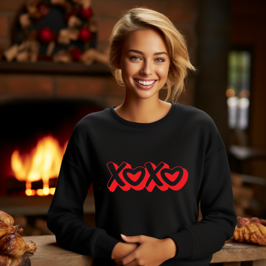 XOXO Valentine's Day Hoodie - Hugs and Kisses Heart Design