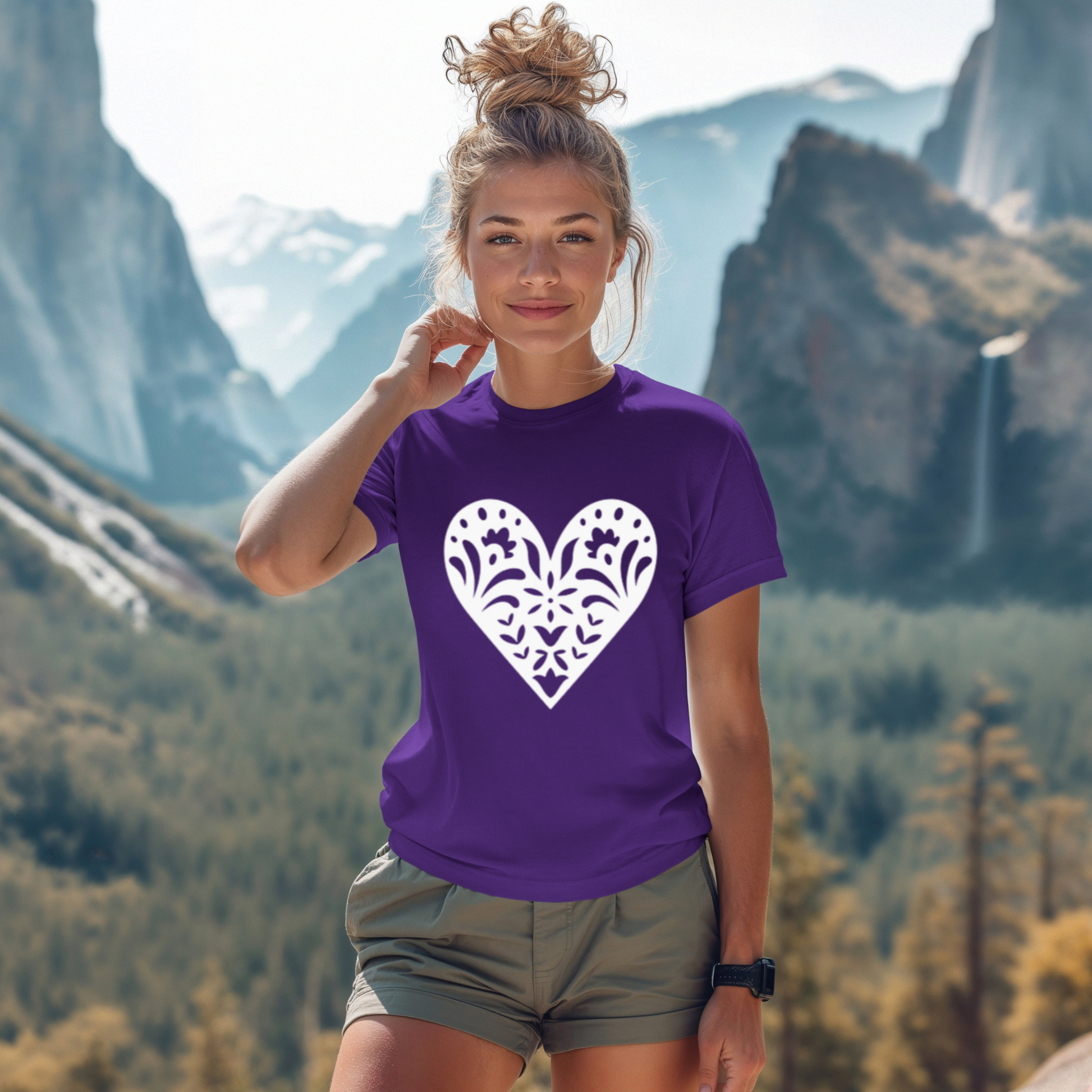Scandinavian Folk Heart T-Shirt - Nordic Valentine Love