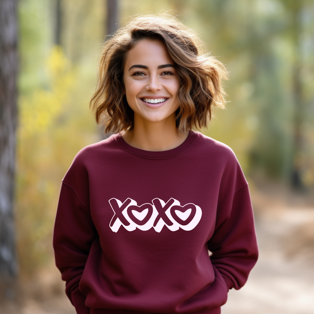 XOXO Valentine's Day Hoodie - Hugs and Kisses Heart Design