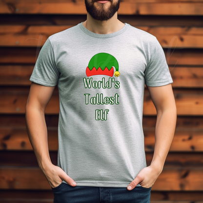World's Tallest Elf T-Shirt – Funny Christmas Shirt for Holiday Parties, Pajamas, and Gifts