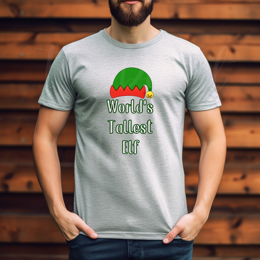 World's Tallest Elf T-Shirt – Funny Christmas Shirt for Holiday Parties, Pajamas, and Gifts