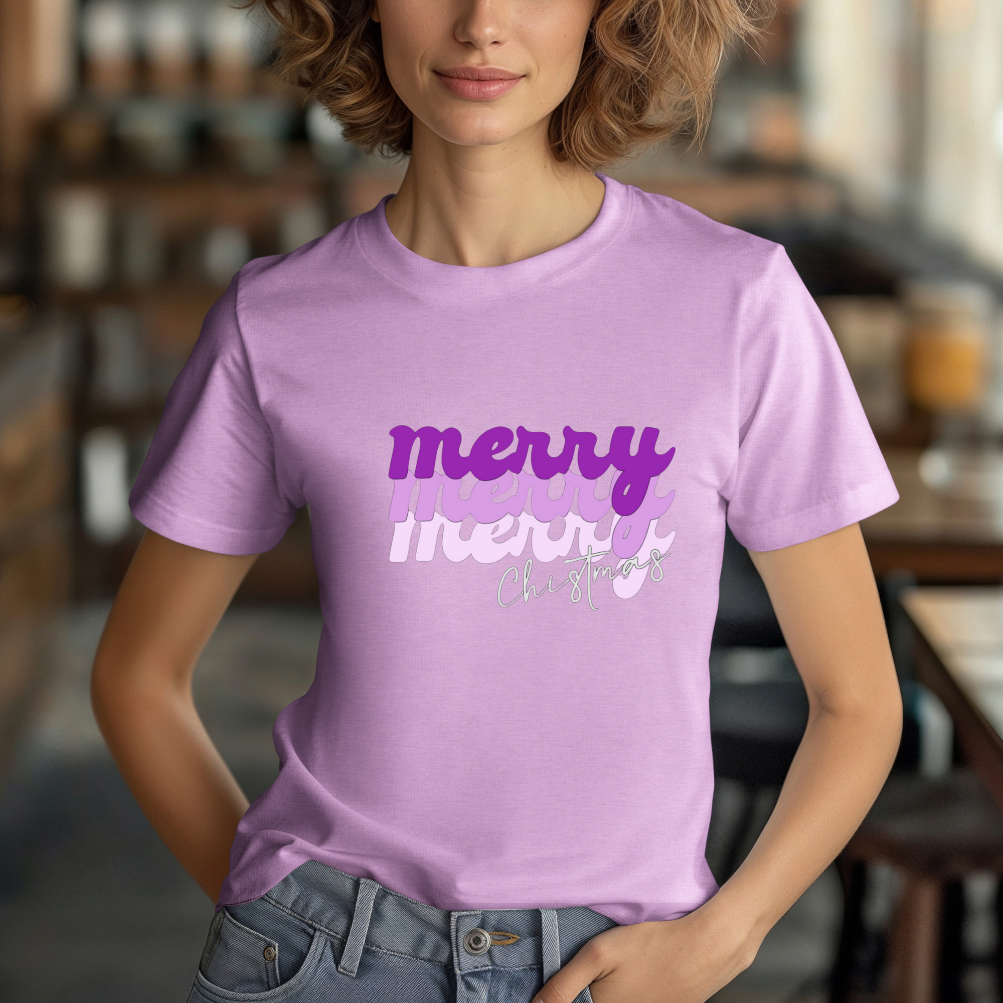 Merry, Merry, Merry Christmas T-Shirt - Holiday Pastel Tee