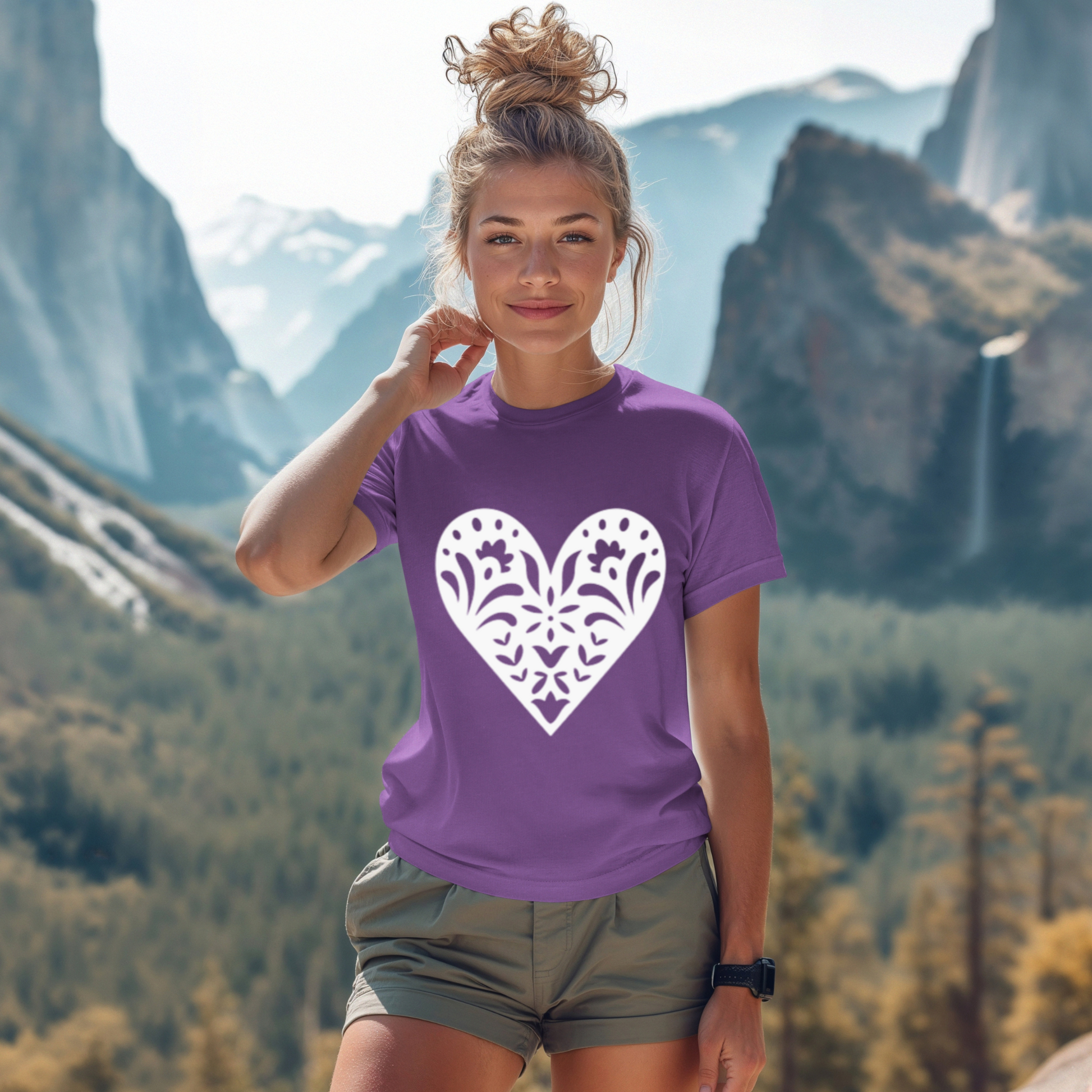 Scandinavian Folk Heart T-Shirt - Nordic Valentine Love