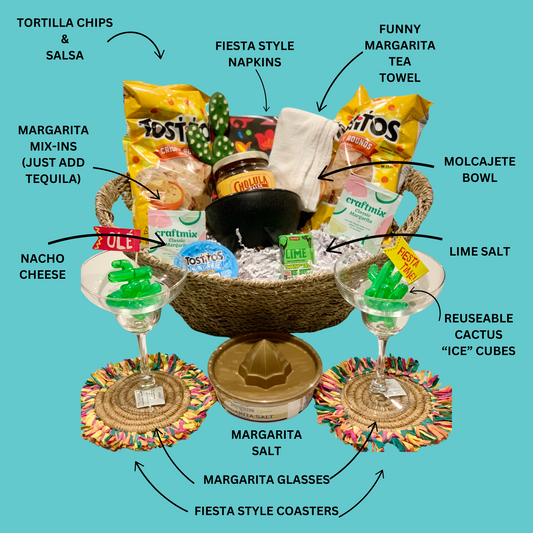 Ultimate Fiesta Margarita Gift Basket - Premium Cocktail Kit with Glasses, Snacks & More