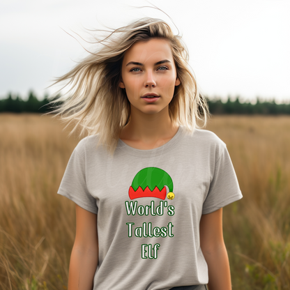 World's Tallest Elf T-Shirt – Funny Christmas Shirt for Holiday Parties, Pajamas, and Gifts