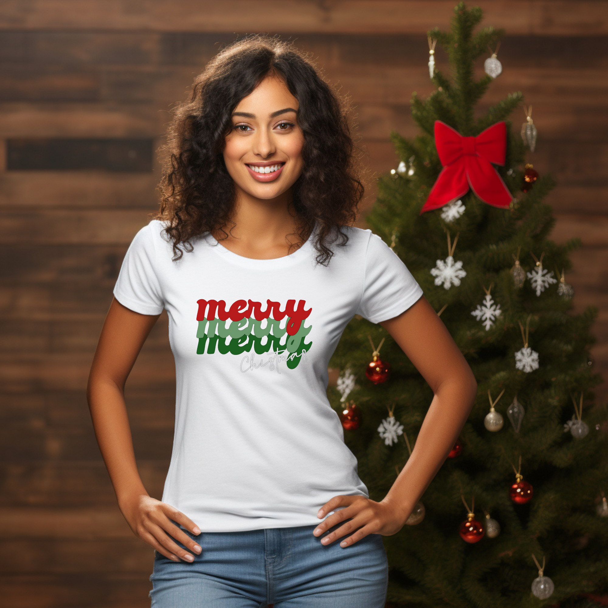 Merry, Merry, Merry Christmas T-Shirt - Holiday Pastel Tee