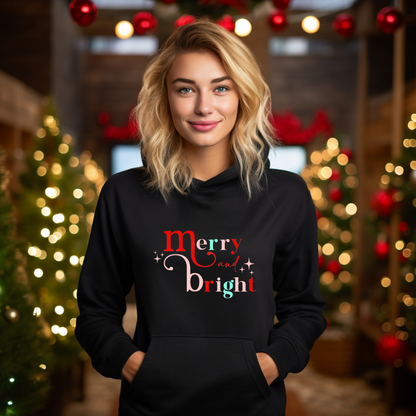 Merry and Bright Christmas Sweatshirt - Pastel Holiday Sweatshirt for Women | Festive and Cute Winter Top