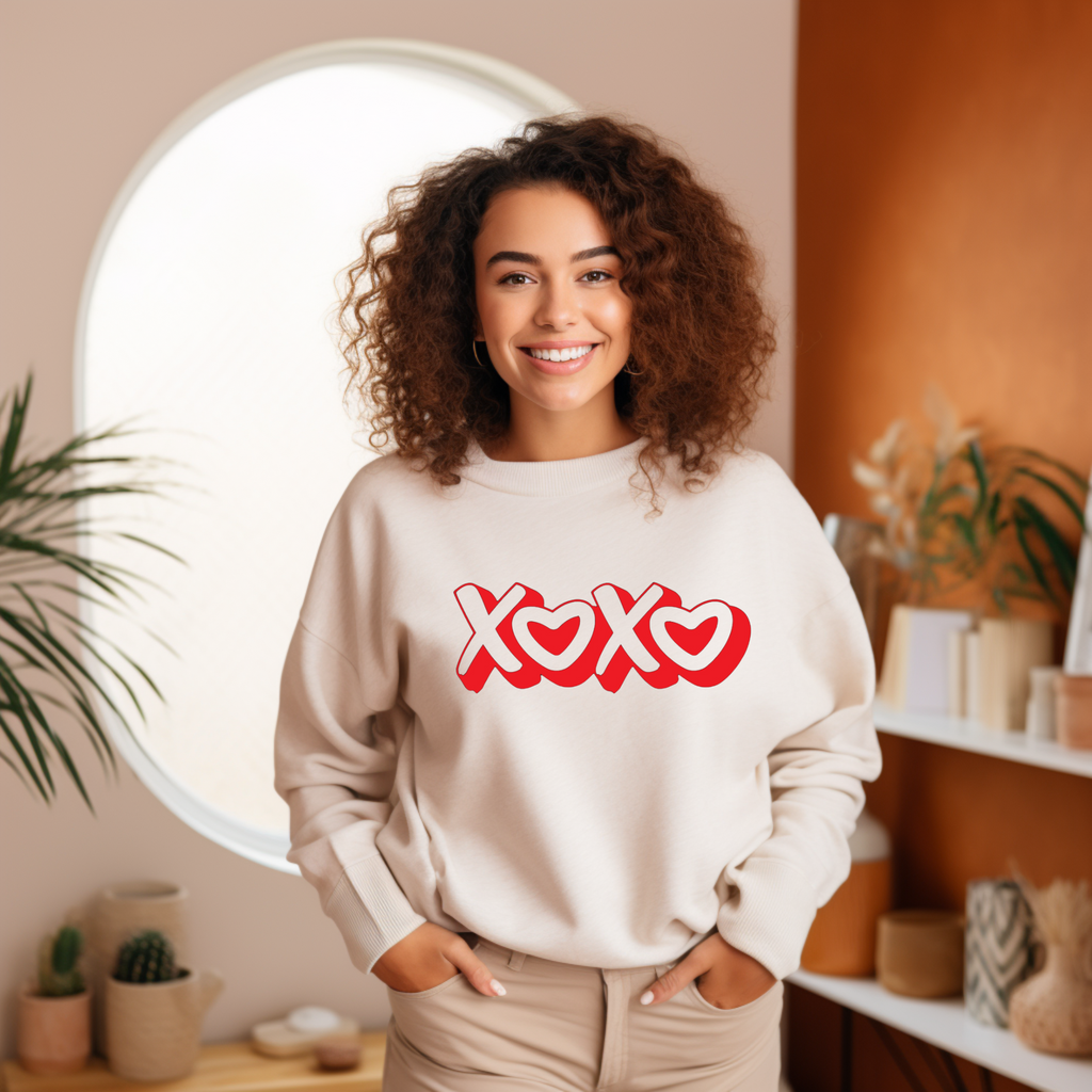XOXO Valentine's Day Hoodie - Hugs and Kisses Heart Design