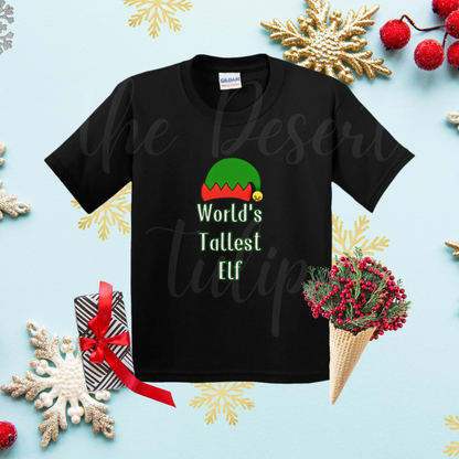 World's Tallest Elf T-Shirt – Funny Christmas Shirt for Holiday Parties, Pajamas, and Gifts