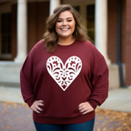 Scandinavian Folk Heart Sweatshirt - Nordic Valentine Love