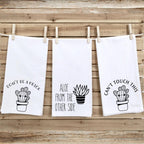 Set of 3 Funny Cactus & Succulent Flour SackTea Towels