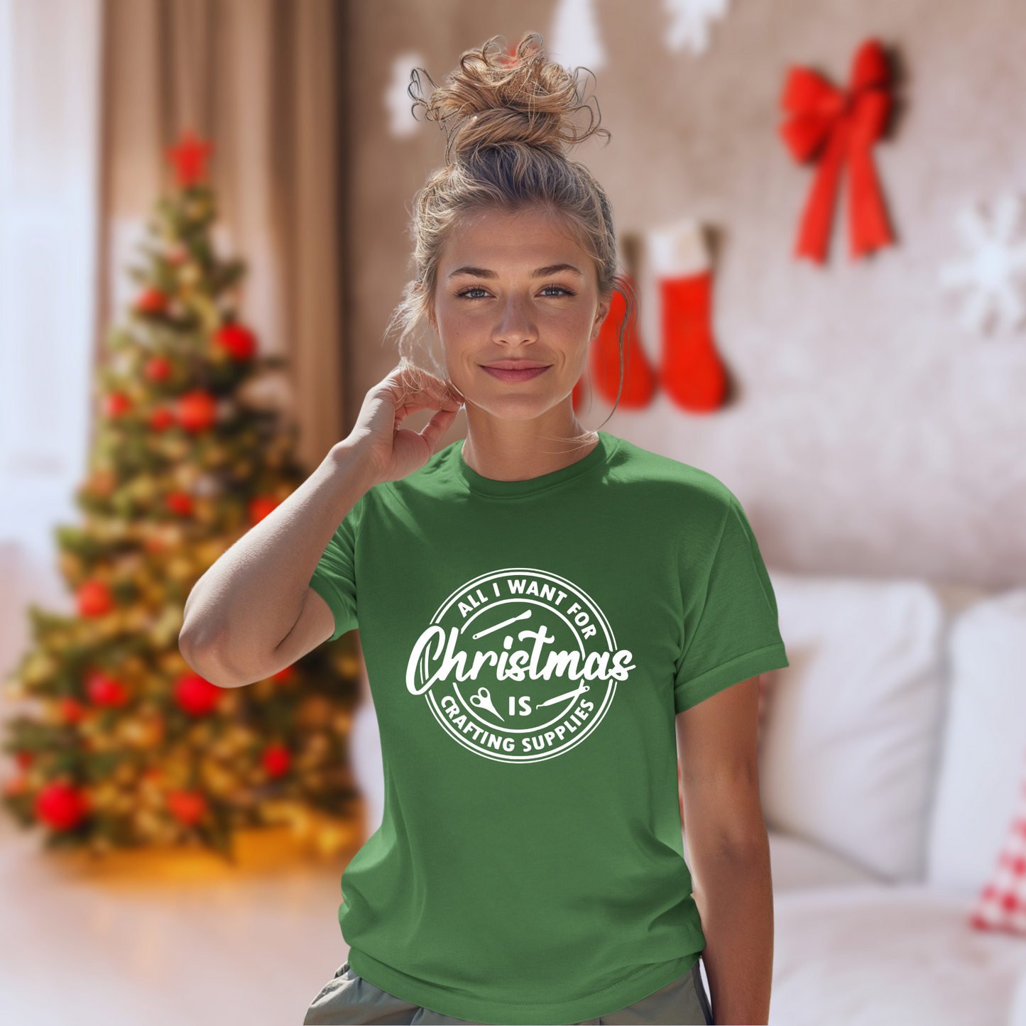 All I Want for Christmas Is Craft Supplies T-Shirt | Funny Holiday Gift for Crafters