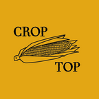 Corn illustration with 'CROP TOP' text on a yellow background