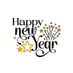 Happy New Year Hoodie with Gold Stars and Fireworks