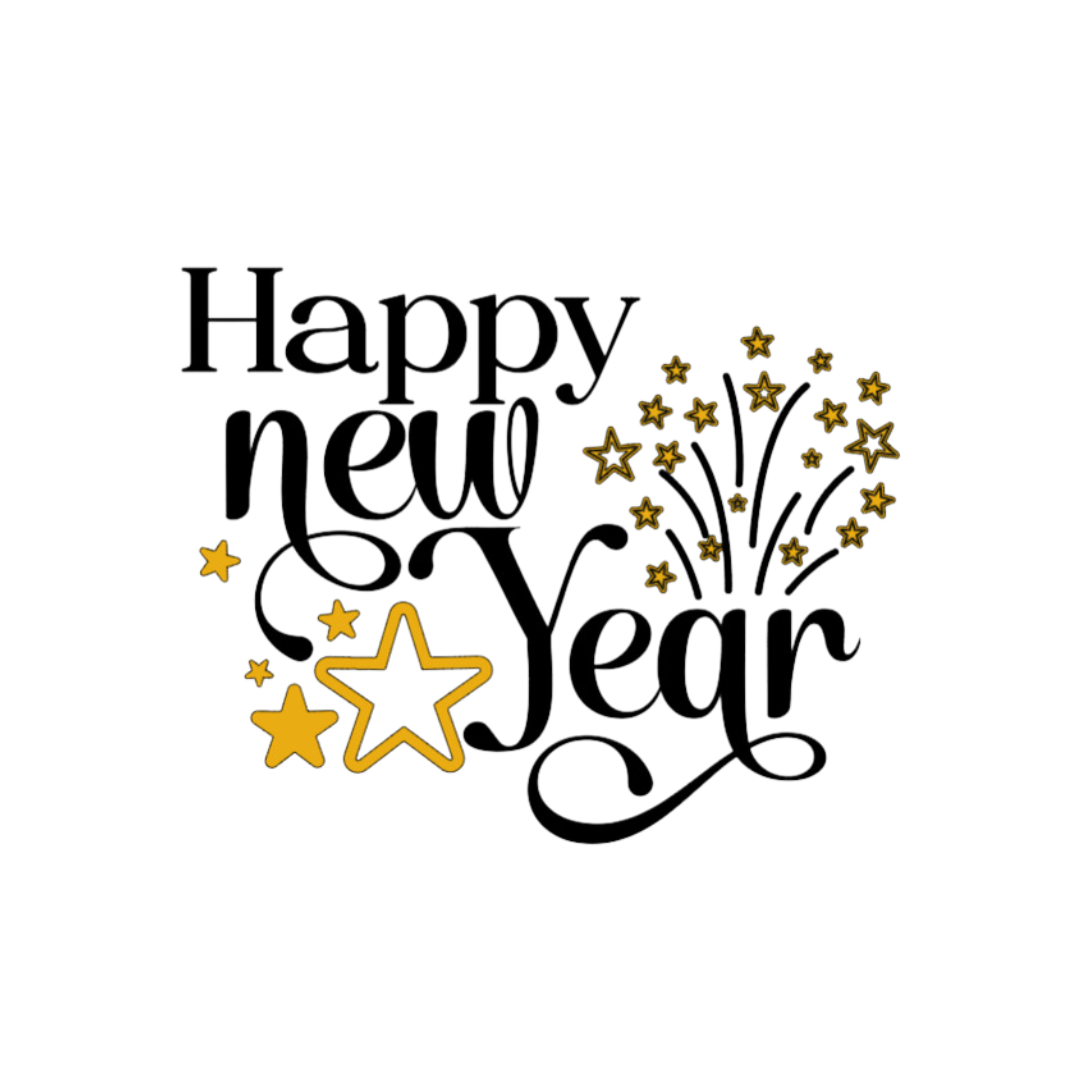 Happy New Year Hoodie with Gold Stars and Fireworks