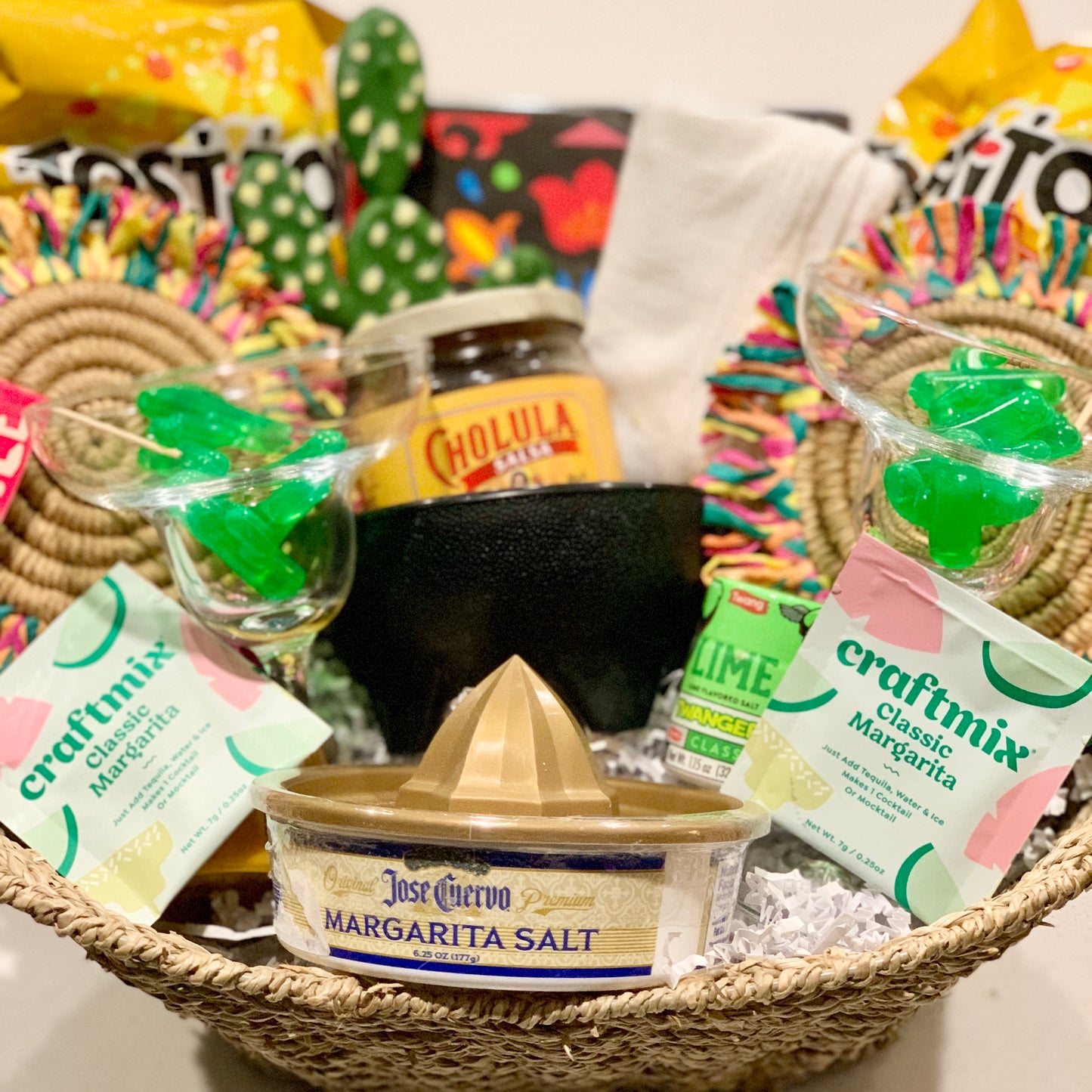 Ultimate Fiesta Margarita Gift Basket - Premium Cocktail Kit with Glasses, Snacks & More