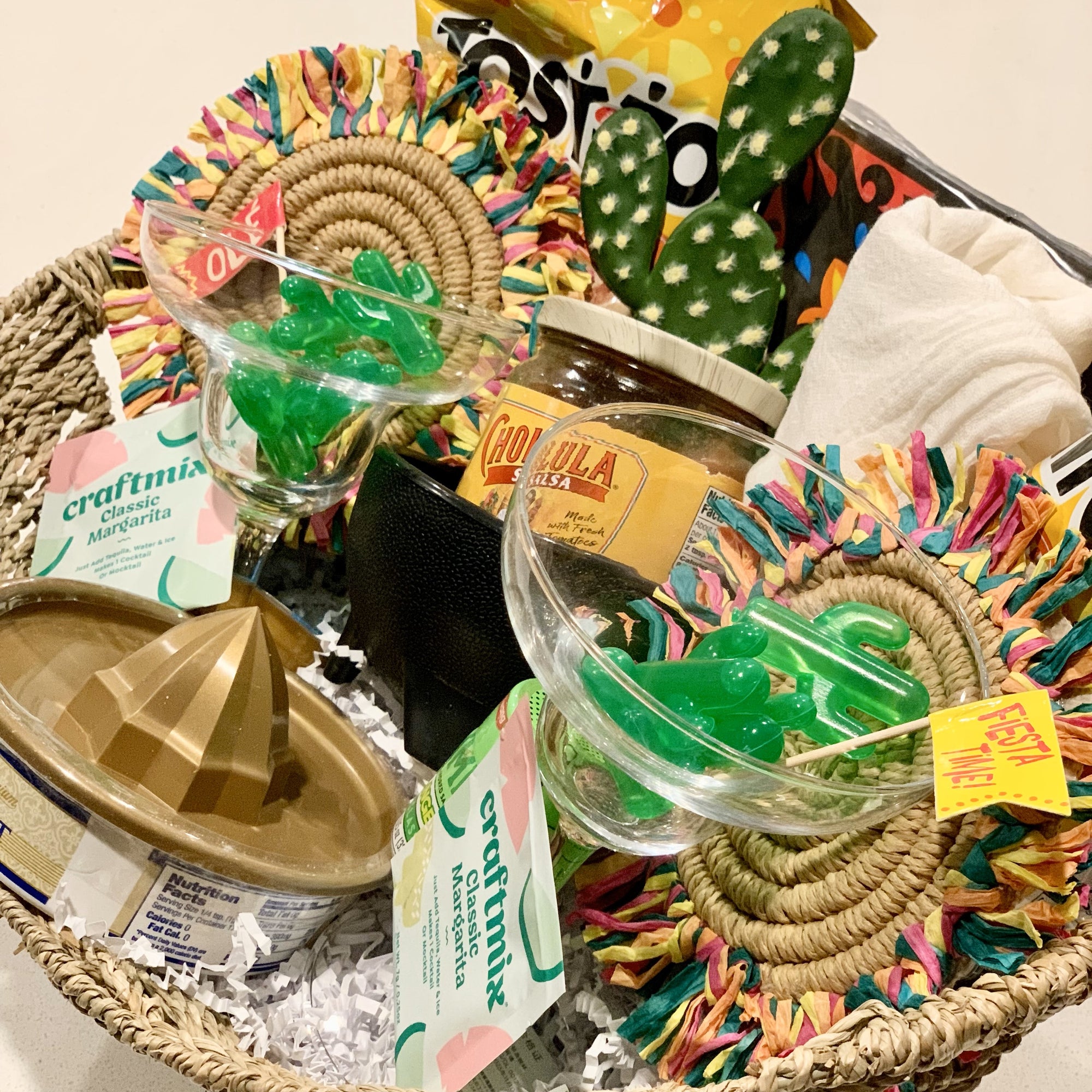 Ultimate Fiesta Margarita Gift Basket - Premium Cocktail Kit with Glasses, Snacks & More