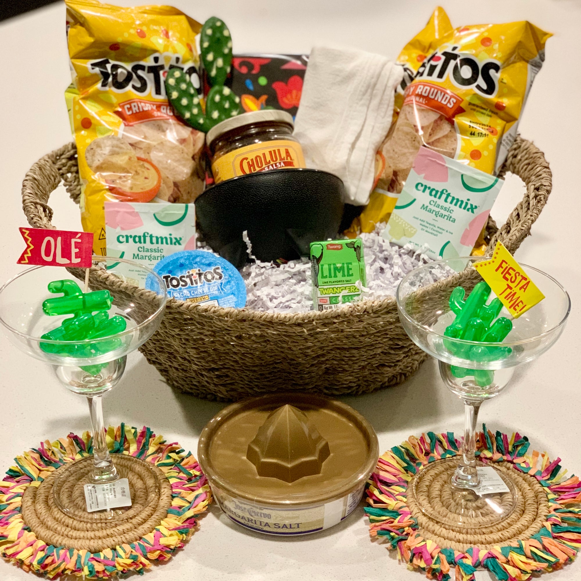 Ultimate Fiesta Margarita Gift Basket - Premium Cocktail Kit with Glasses, Snacks & More