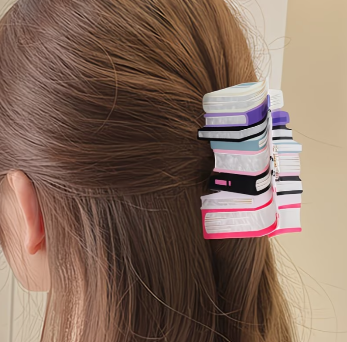 Rainbow Book Stack Hair Clip