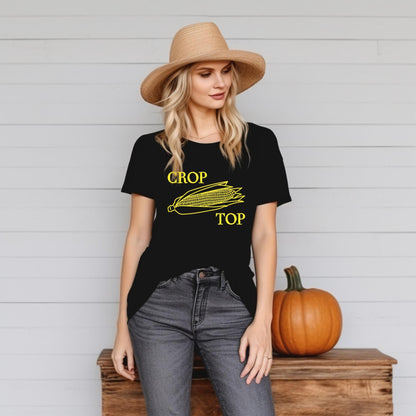 Corn Crop Top T-Shirt: Funny and Cute Fall Tee for Harvest & Thanksgiving – Gender-Neutral