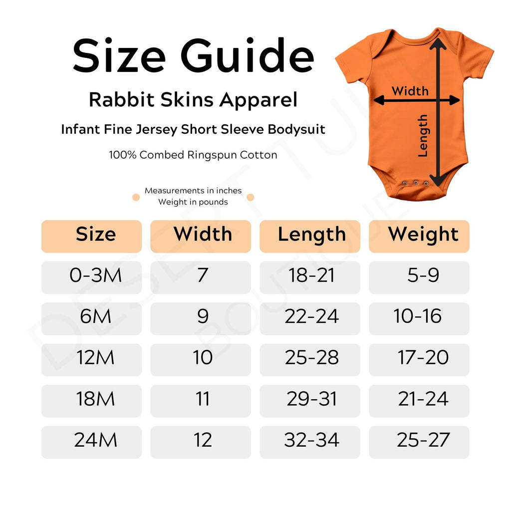 Baby Bodysuit Size Guide Chart