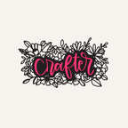 Crafter floral graphic on a tan background with pink hand-lettered script and black floral illustration
