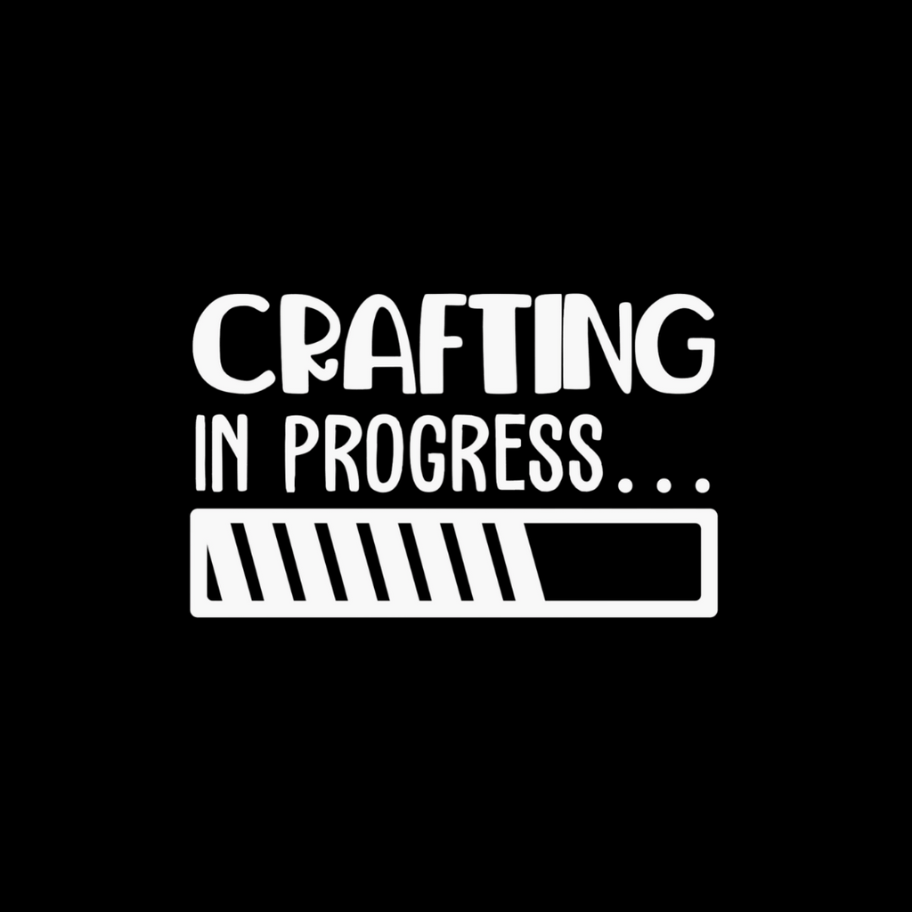 Text 'Crafting in Progress' with a loading bar on a black background