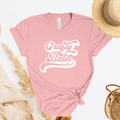 Light pink t-shirt with 'Crafty Babe' text on a white background