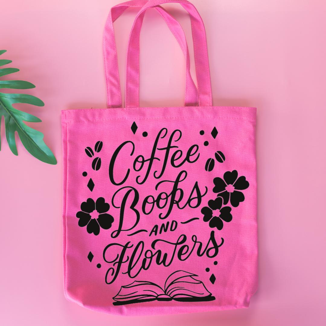 Coffee Books & Flowers Tote Bag