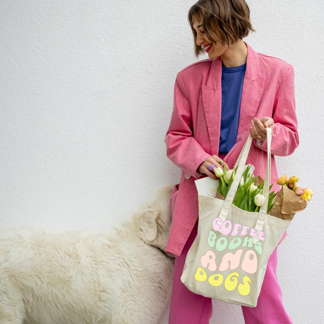 Coffee, Books & Dogs Cats Tote Bag
