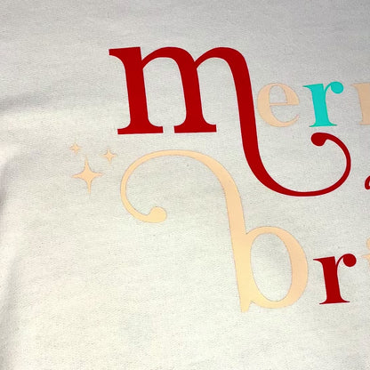 Merry and Bright Christmas Sweatshirt - Pastel Holiday Sweatshirt for Women | Festive and Cute Winter Top