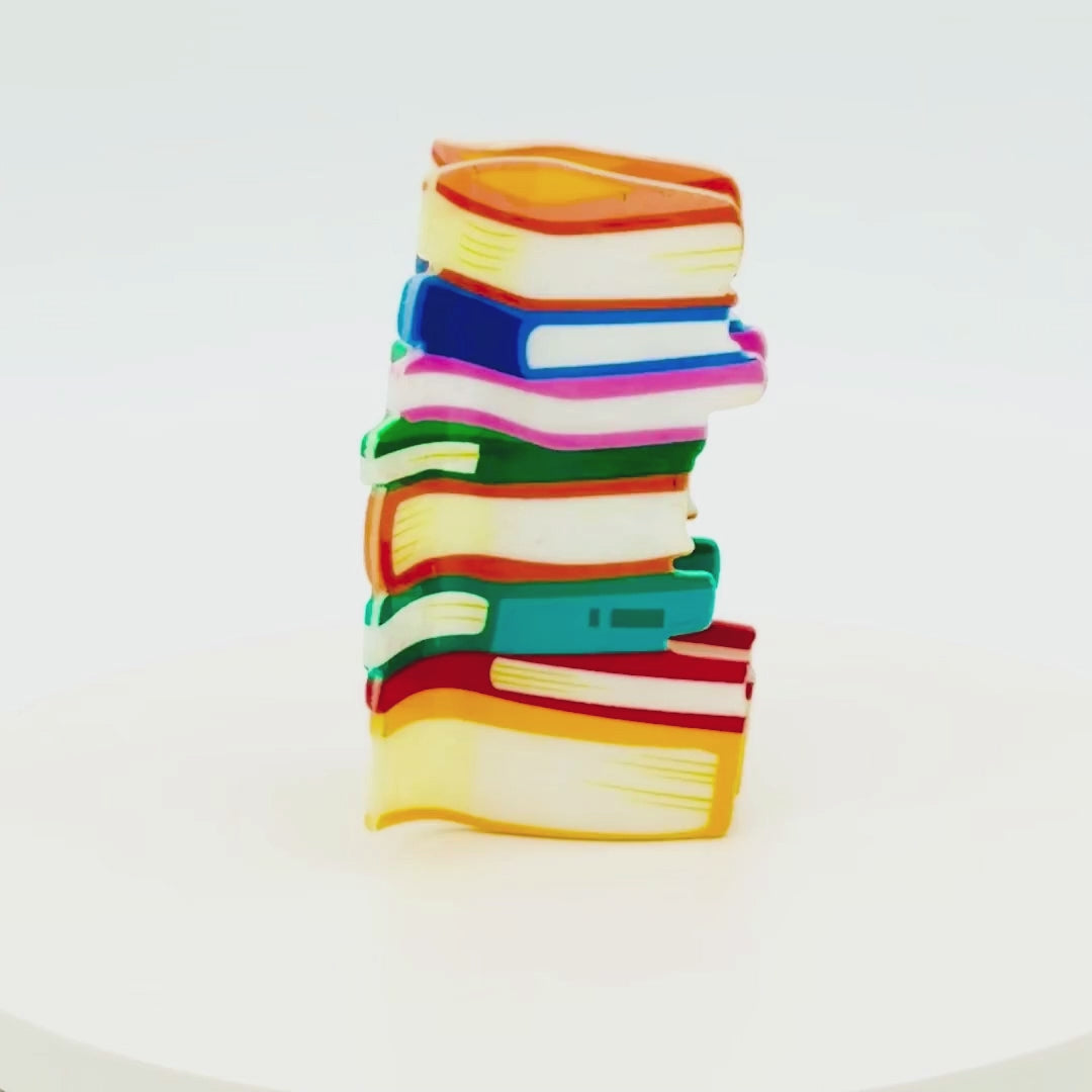 Rainbow Book Stack Hair Clip