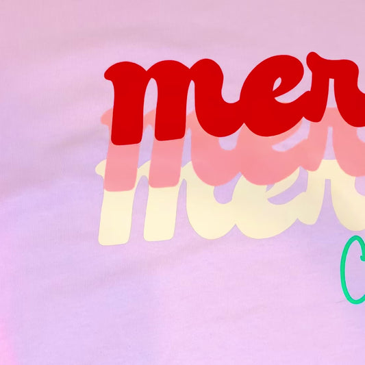 Merry, Merry, Merry Christmas T-Shirt - Holiday Pastel Tee